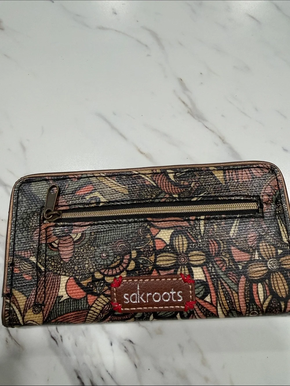 Sakroots Floral Zip-Around Wallet in Black, Tan, Pink